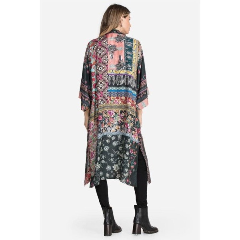 Johnny Was Silk Kimono Janice Gabrielle Duster Floral Open Front Robe Large View 3
